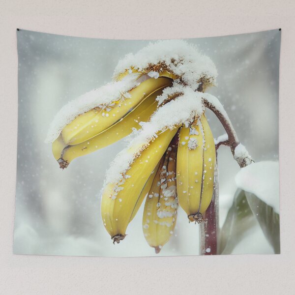 Item preview, Winter Poetry Snowy Bananas Digital Painting designed and sold by CodeAndColors.