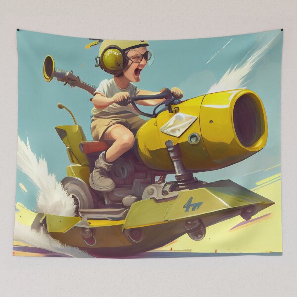 Item preview, Frolicking with a Hovercraft and Bazooka on a Swivel Digital Painting designed and sold by CodeAndColors.
