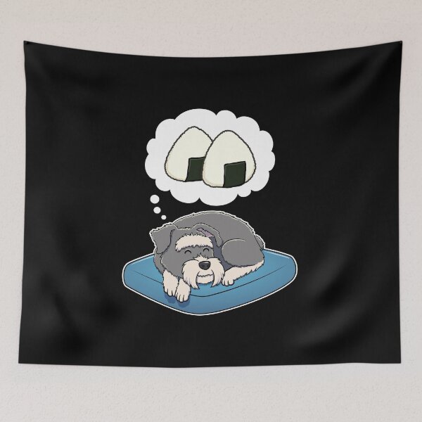 Item preview, Miniature Schnauzer dreaming about Rice Balls designed and sold by DoggieDelights.