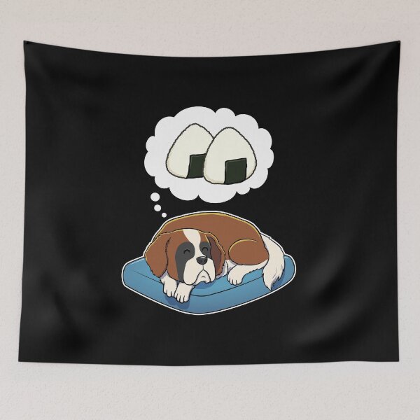 Item preview, St Bernard dreaming about Rice Balls designed and sold by DoggieDelights.