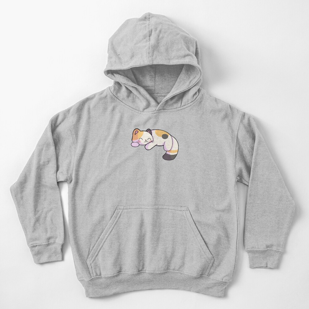 cute calico cat sleeping Kids Pullover Hoodie