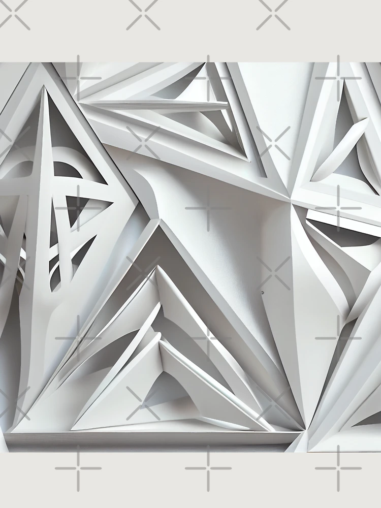 Thumbnail 6 von 6, Premium Oversized Pullover, White Futuristic Triangular Pale Industrial Pattern Digital Painting designt und verkauft von CodeAndColors.