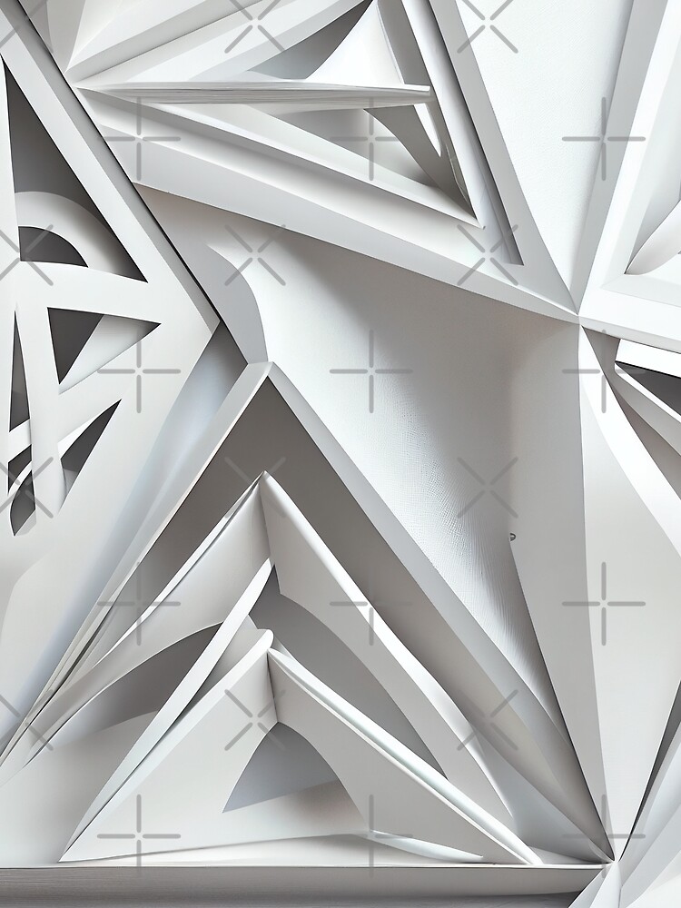 Thumbnail 3 von 3, Tuch, White Futuristic Triangular Pale Industrial Pattern Digital Painting designt und verkauft von CodeAndColors.