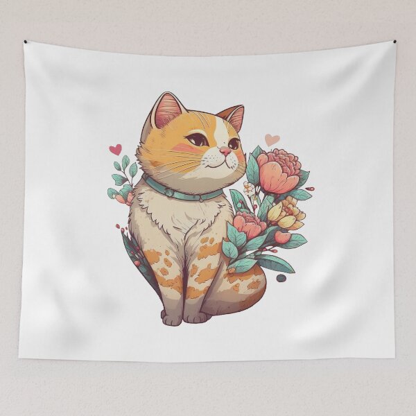 Item preview, A Cat with Flowers - Gift For Valentine's day designed and sold by Melcu.