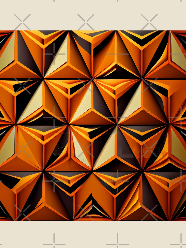 Imagen 4 de 4, Camiseta relajada con la obra Futuristic Triangular Orange Traditional Pattern Digital Painting, diseñada y vendida por CodeAndColors.