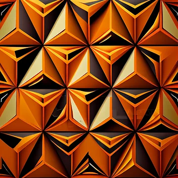 Aperçu de l'œuvre Futuristic Triangular Orange Traditional Pattern Digital Painting de CodeAndColors