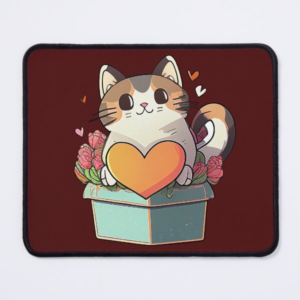Item preview, A Cat in a Box with Heart and Flowers - Gift For Valentine's day designed and sold by Melcu.