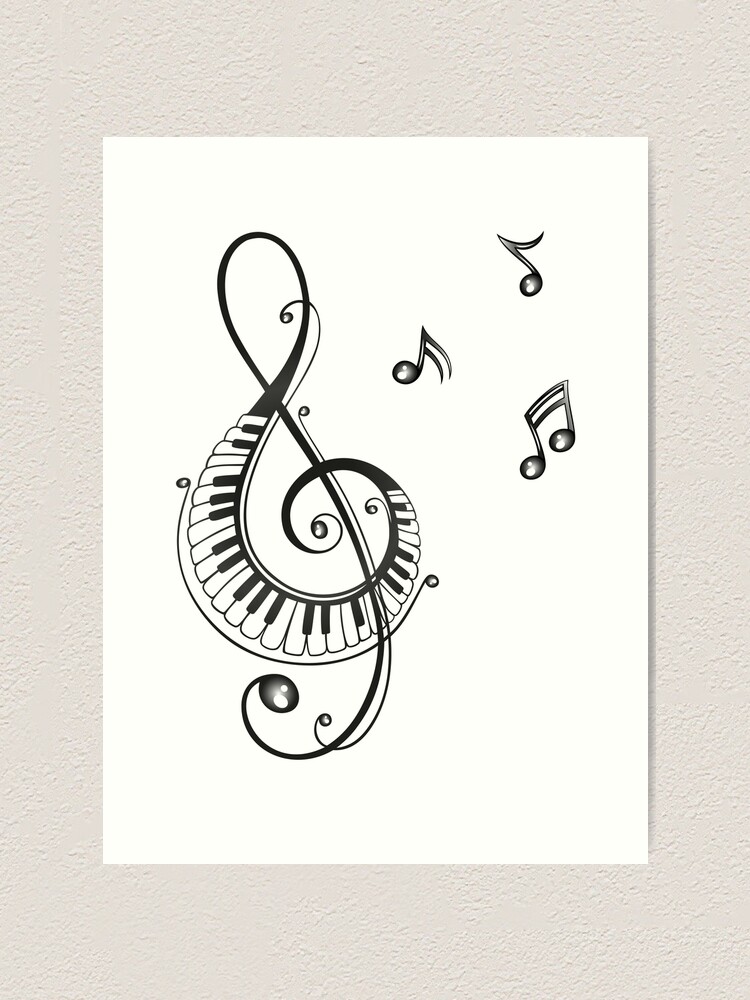 Encadree Imprimer Vintage Clef De Sol Musique Papier Photo Poster Art Note Piano