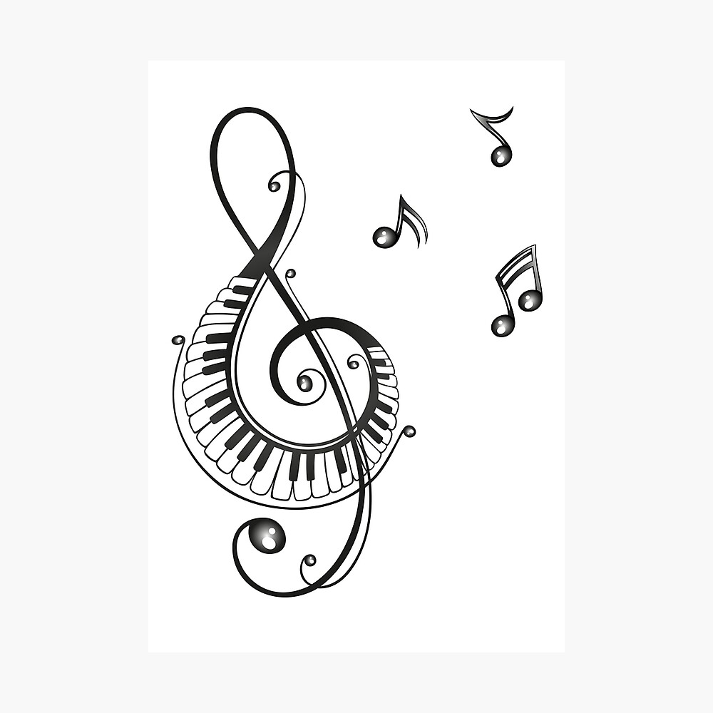 Clef With Piano And Music Notes I Love Music Poster By Christinekrahl Redbubble