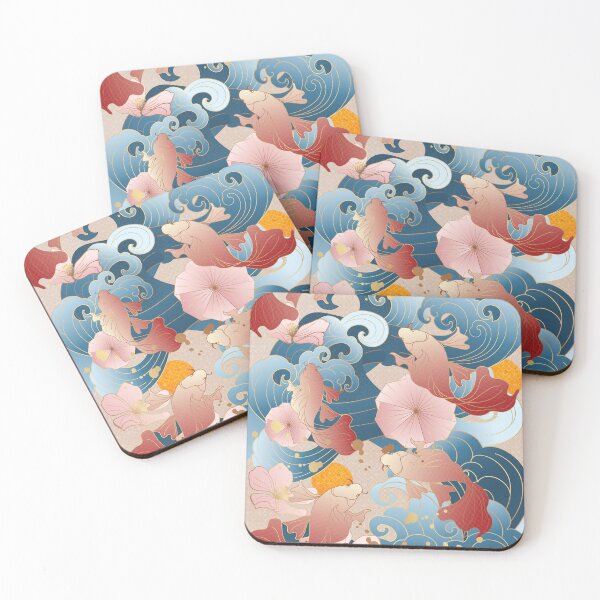 Item preview,  traditional classical auspicious cherry blossom  wave goldfish shading designed and sold by UnaWu533.