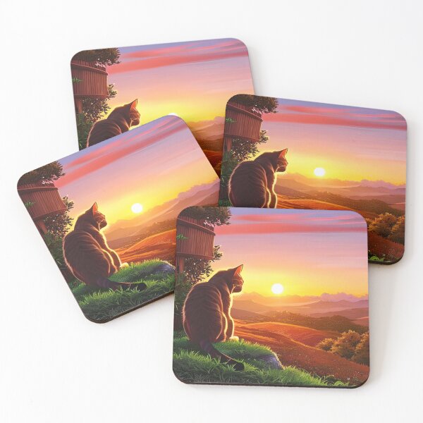 Item preview, Escena de gato mirando la puesta de sol designed and sold by roleshop.
