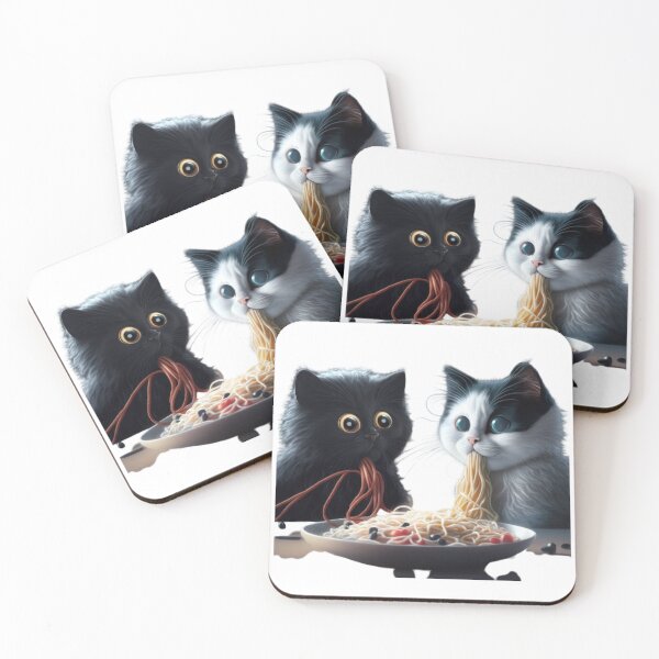 Item preview, Dos lindos gatos comiendo espaguetis designed and sold by BISJOU.