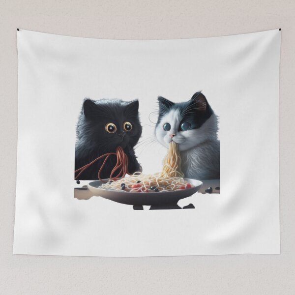 Item preview, Two Cute Cats Eating Spaghetty designed and sold by BISJOU.