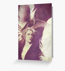 Lady Raven Surreal Design in Taupe and Purple Colors | Gift for Her Greeting Card