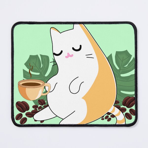 Item preview, Ginger persian orange cute cat drinking coffee surrounded by leaves and beans of coffee designed and sold by SGS-.