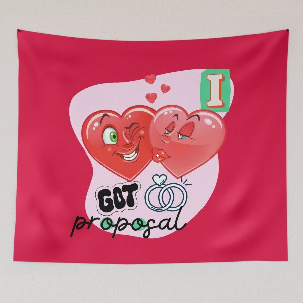 Item preview, Funny cartoon hearts kissing- marriage proposal designed and sold by OMdesign10.