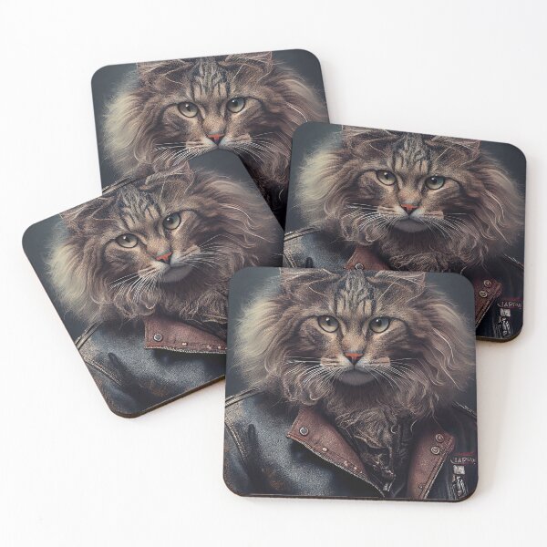 Item preview, LaPerm Cat Breed Portrait wears a leather jacket designed and sold by Nalaxation.