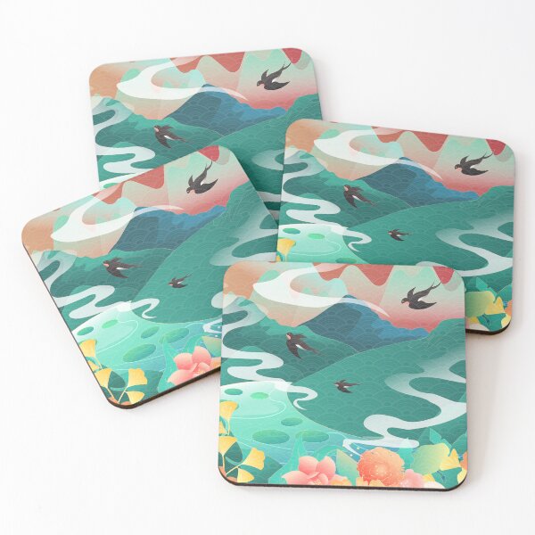 Item preview, swallows surrounded by mountains,  forests and rivers, designed and sold by UnaWu533.