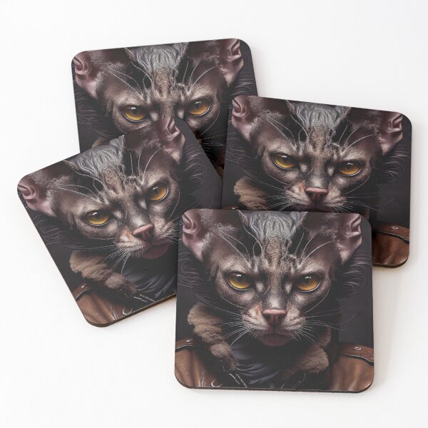 Item preview, Lykoi Cat Breed Portrait wears a leather jacket designed and sold by Nalaxation.