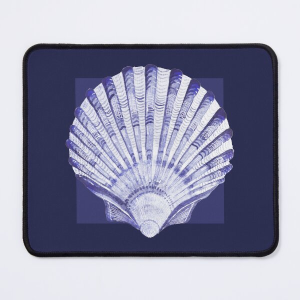 Item preview, Scallop sea shell in navy designed and sold by LisaLeQuelenec.