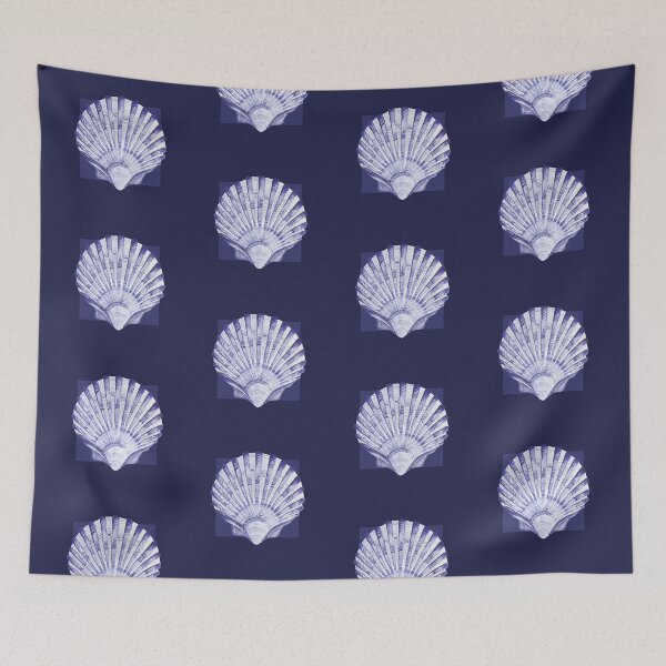 Item preview, Scallop sea shell in navy designed and sold by LisaLeQuelenec.