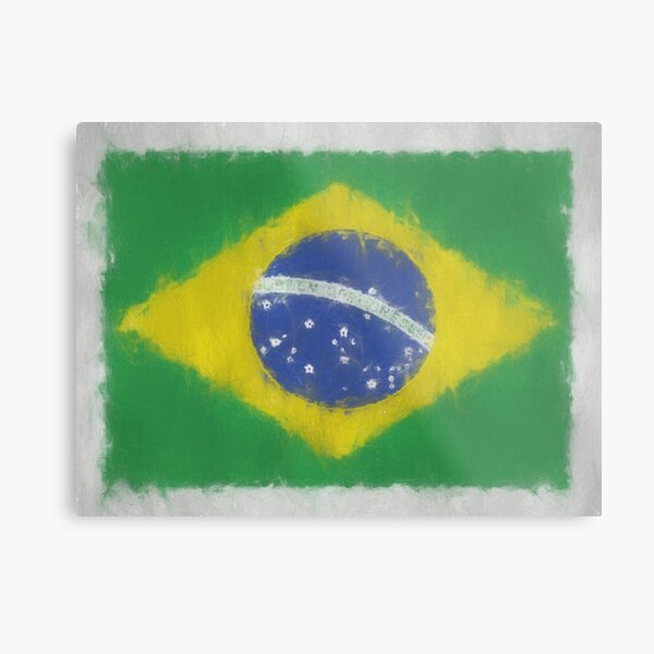 Brazil Flag Reworked No. 66, Series 3 Metal Print