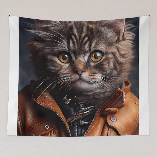 Item preview, Munchkin Cat Breed Portrait wears a leather jacket designed and sold by Nalaxation.