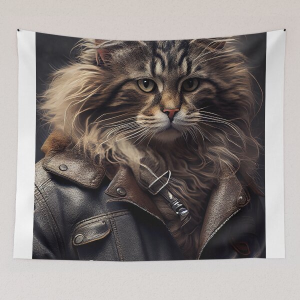 Item preview, Norwegian Forest Cat Breed wears a leather jacket designed and sold by Nalaxation.