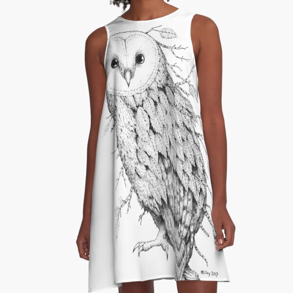 Leaf Barn Owl A-Line Dress