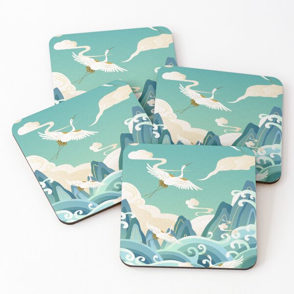 Item preview, classical auspicious sea waves alpine auspicious clouds crane  designed and sold by UnaWu533.