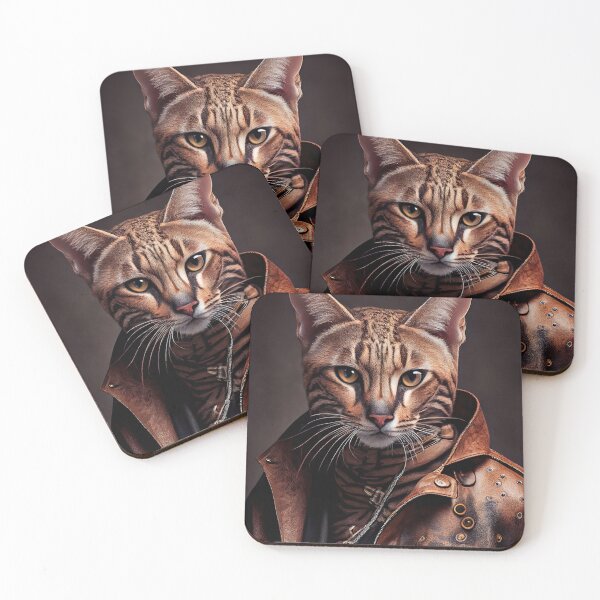 Item preview, Ocicat Cat Breed Portrait wears a leather jacket designed and sold by Nalaxation.