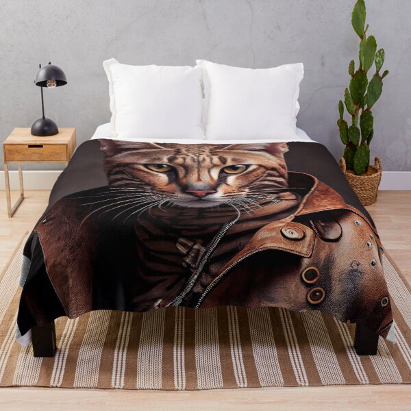 Item preview, Ocicat Cat Breed Portrait wears a leather jacket designed and sold by Nalaxation.