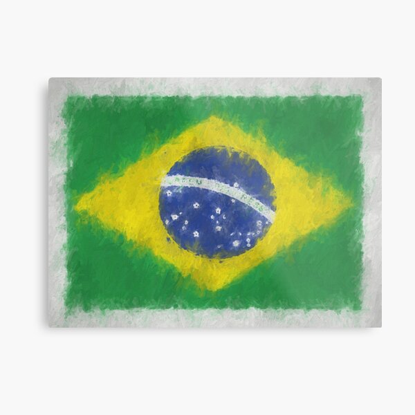 Brazil Flag Reworked No. 66, Series 4 Metal Print