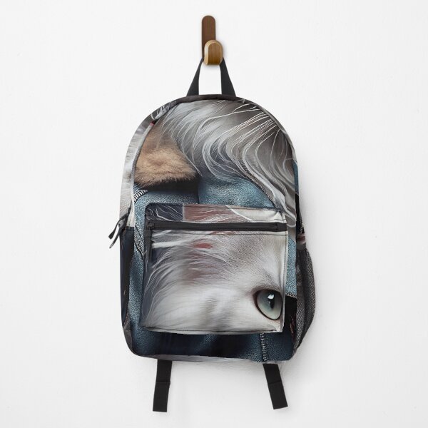 Item preview, Turkish Angora Cat Breed Portrait wears a leather jacket designed and sold by Nalaxation.