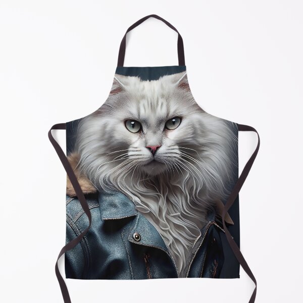 Item preview, Turkish Angora Cat Breed Portrait  wears a leather jacket designed and sold by Nalaxation.
