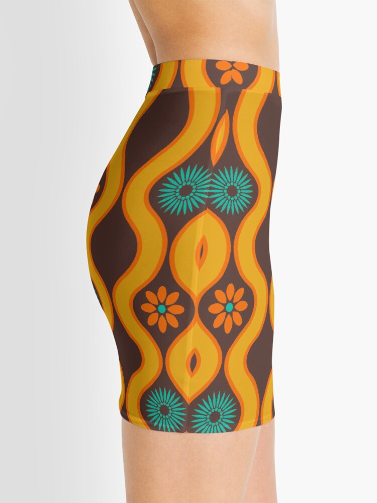 Alternate view of 1970's Retro Vintage Seventies Floral Flowers Pattern Mini Skirt