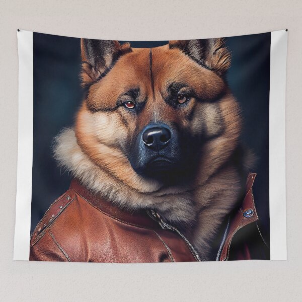 Item preview, Akita wearing leather jacket - Dog Breed Portrait designed and sold by Nalaxation.