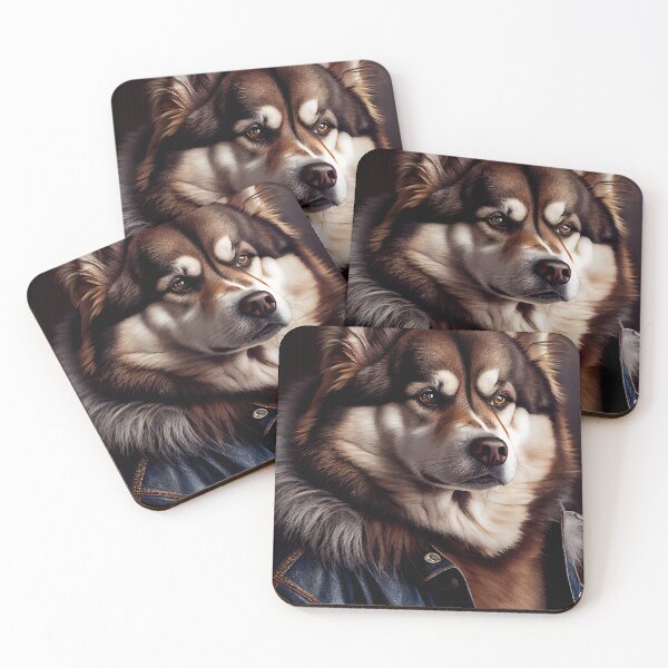 Item preview, Alaskan Malamute wearing leather jacket - Dog Breed Portrait designed and sold by Nalaxation.
