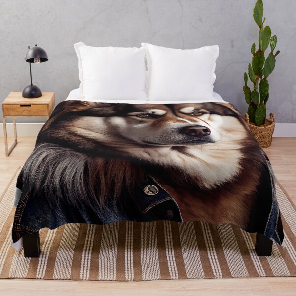 Item preview, Alaskan Malamute wearing leather jacket - Dog Breed Portrait designed and sold by Nalaxation.
