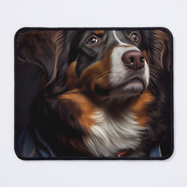 Item preview, Australian Shepherd wearing leather jacket - Dog Breed Portrait v 2 designed and sold by Nalaxation.