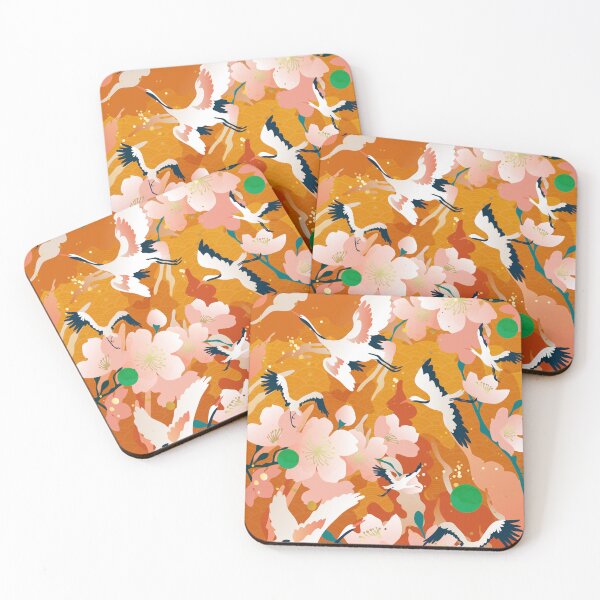 Item preview, auspicious colorful cloud  peach blossom crane shading designed and sold by UnaWu533.