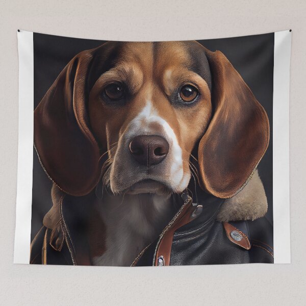Item preview, Beagle Dog wearing leather jacket - Dog Breed Portrait designed and sold by Nalaxation.