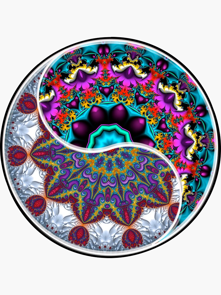 Thumbnail 3 of 3, Sticker, Yin Yang Fractal Six designed and sold by Warren Paul Harris.