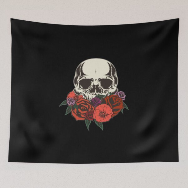 Item preview, Skull of a witch with flowers of roses and poppies. designed and sold by gosaci.