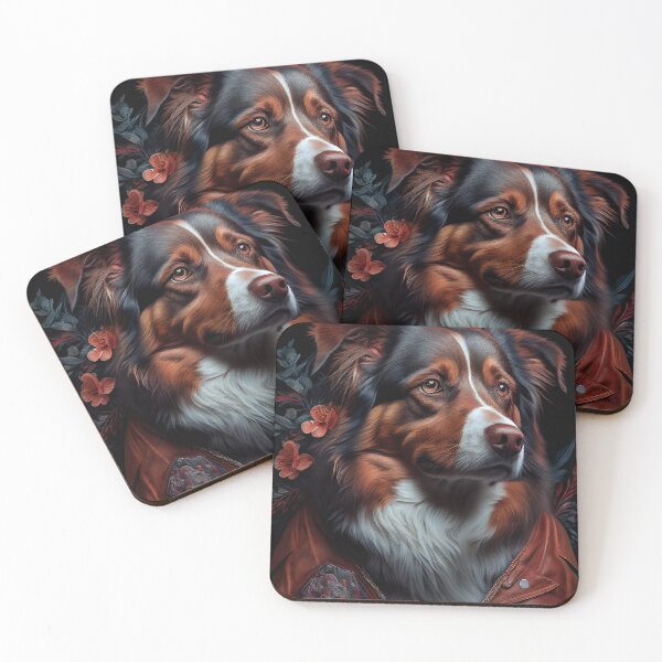 Item preview, Australian Shepherd wearing leather jacket - Dog Breed Portrait designed and sold by Nalaxation.