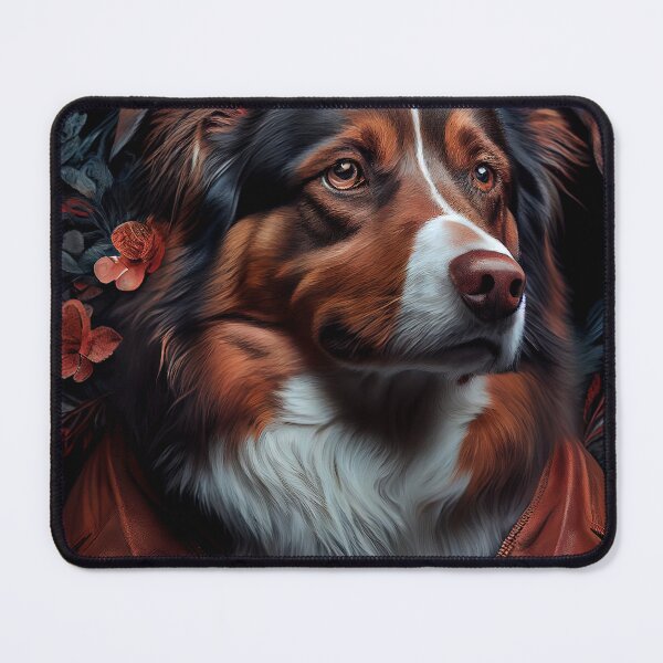 Item preview, Australian Shepherd wearing leather jacket - Dog Breed Portrait designed and sold by Nalaxation.