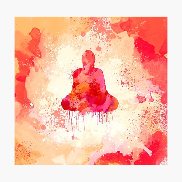Red Buddha Watercolor art Photographic Print