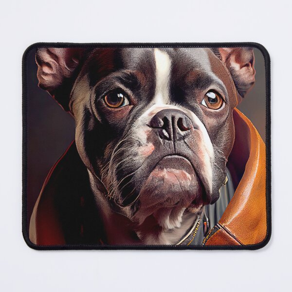 Item preview, Boston Terrier wearing leather jacket - Dog Breed Portrait designed and sold by Nalaxation.