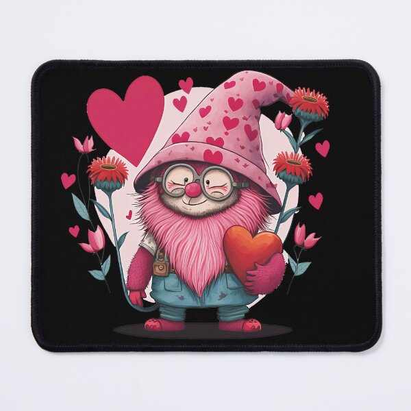 Item preview, Pink Gnome Holding Heart with red flowers Valentine's Day designed and sold by Med ing.