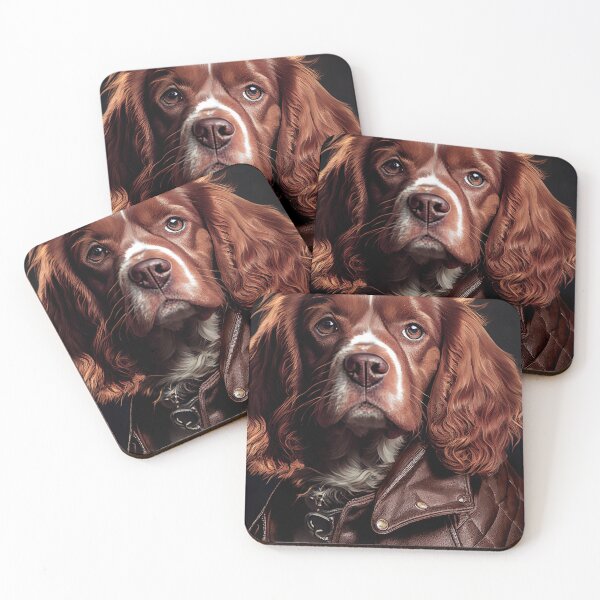 Item preview, Brittany Dog wearing leather jacket - Dog Breed Portrait designed and sold by Nalaxation.